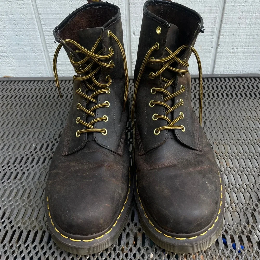 Dr. Doc Martens 1460 Crazy Horse Boots Mens 14 Brown Leather